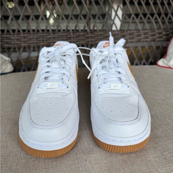 Nike Air Force 1 White and Flax Sneakers - Picture 2 of 9